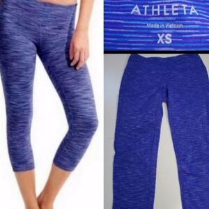 XS ATHLETA CHATURANGA BLUE PURPLE CROP CROPPED RUNNING YOGA LEGGINGS extra small